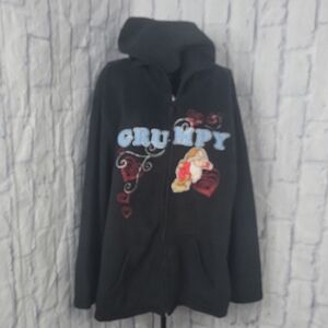 Disney Grumpy Women's Black‎ Zip Up Hoodie Sweatshirt Size 3X